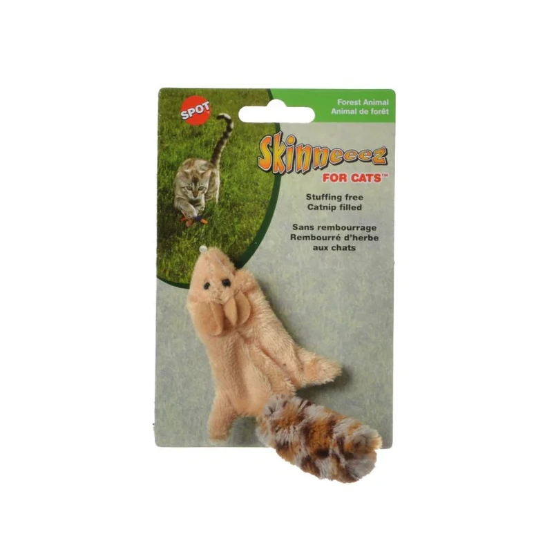 Skinneeez Squirrel Stuffing Catnip Filled Cat Toy